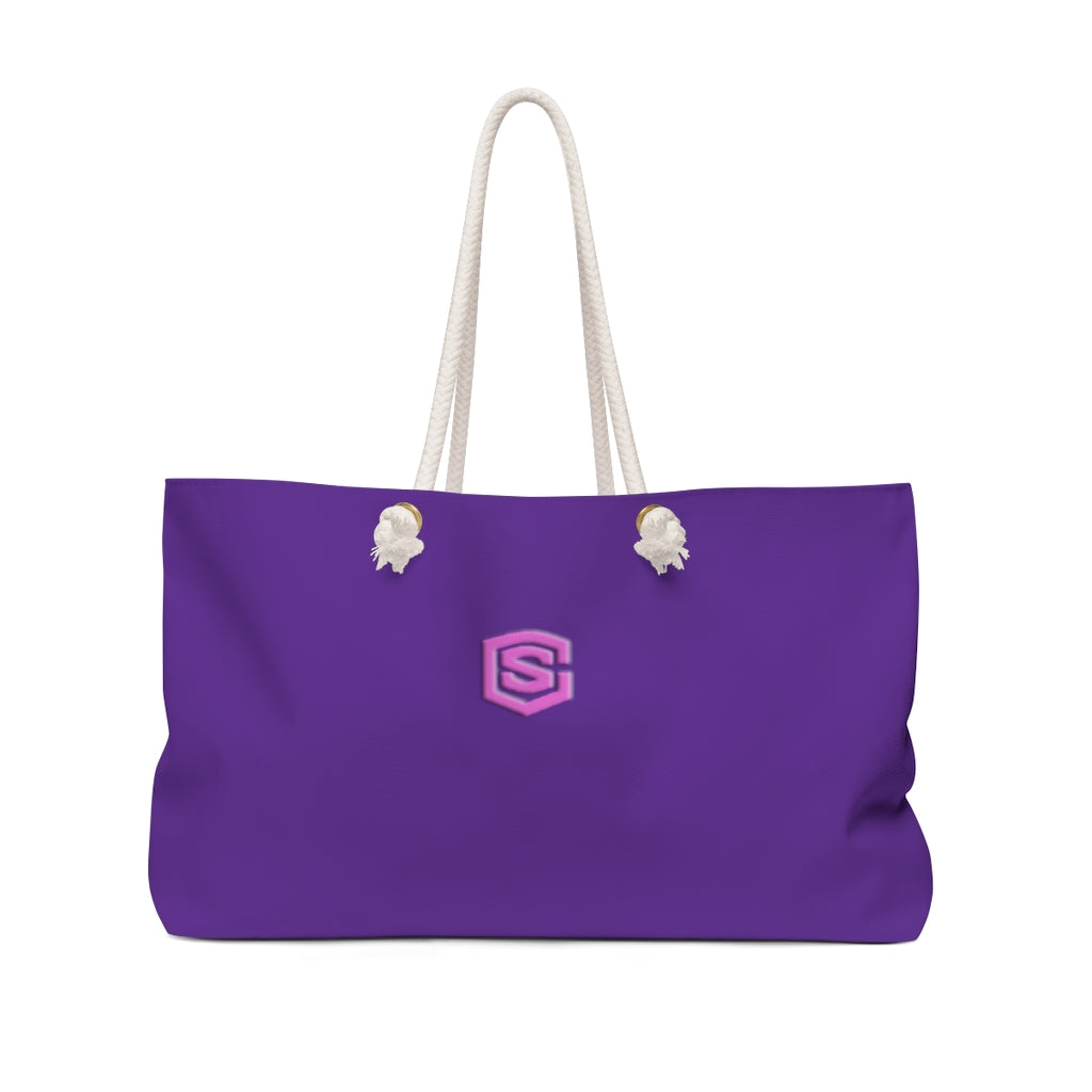 Purple Weekender Bag Pink Logo