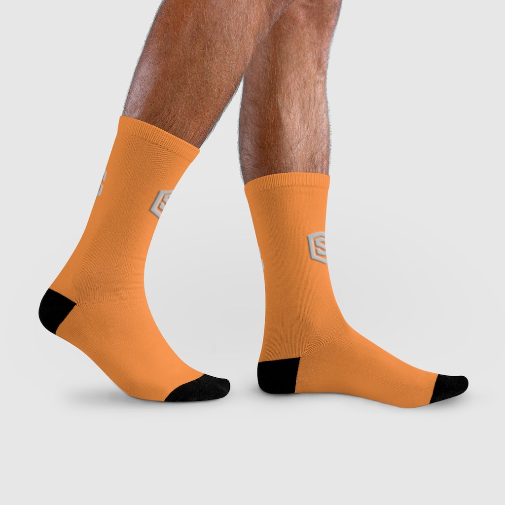 orange Sublimation Crew Socks (EU) Silver Logo