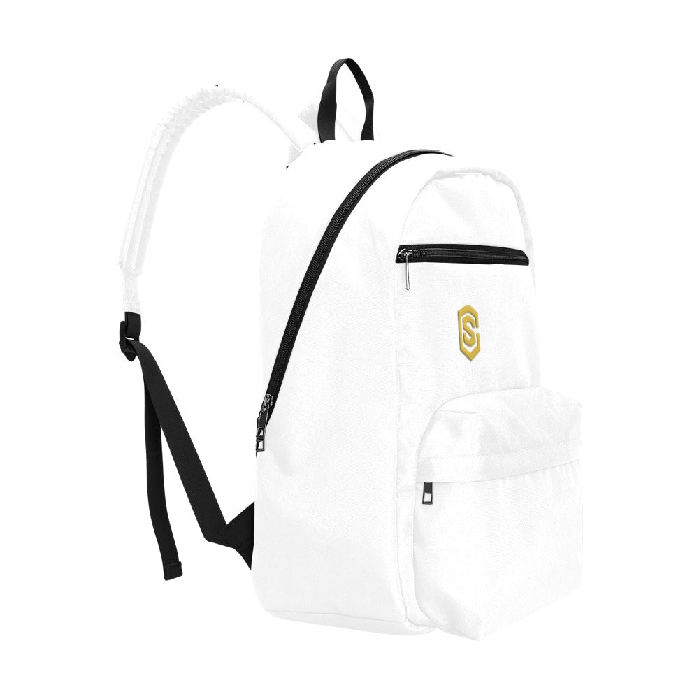 White Travel Backpack With Gold Logo Travel Backpack(Large Capacity)(Model 1691)