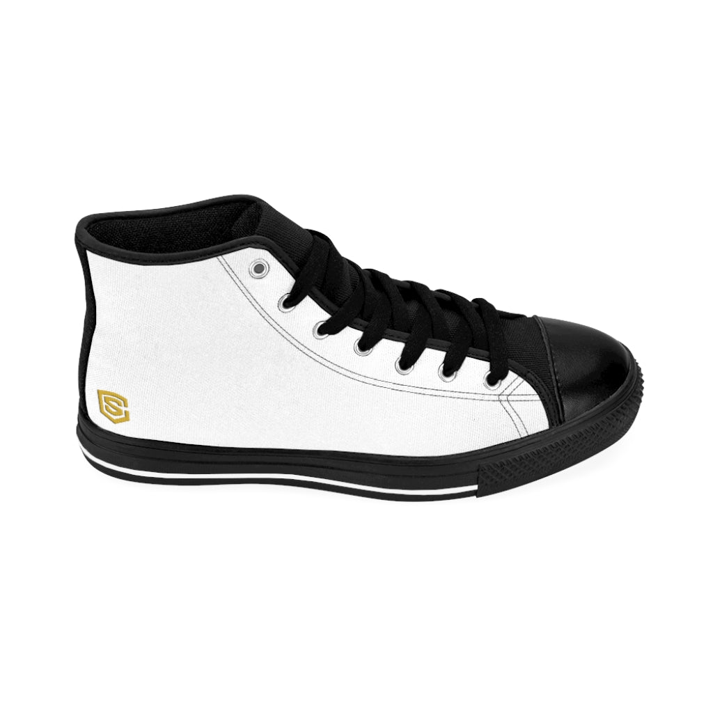 white Women's High-top Sneakers Gold logo