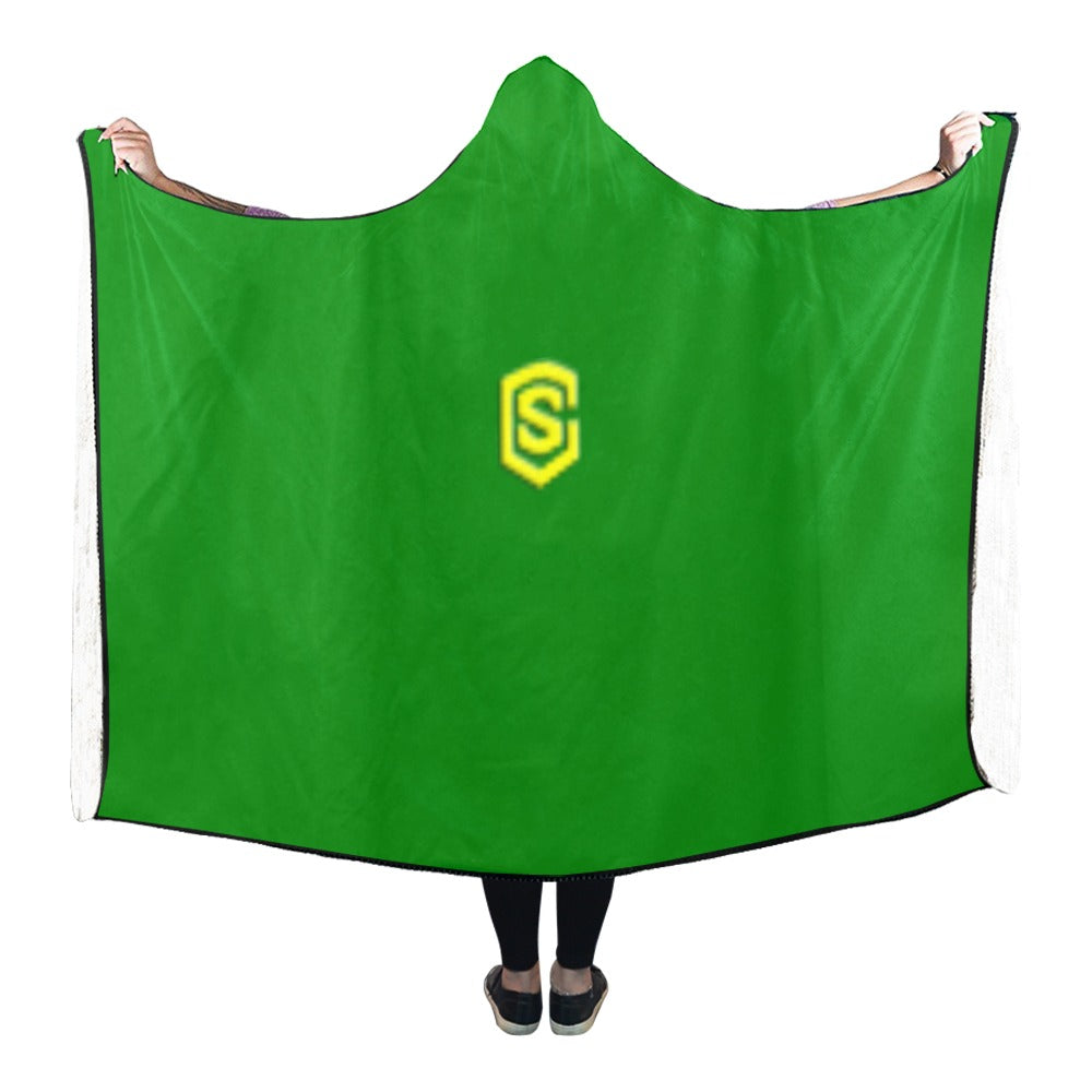 GREEN Hooded Blanket WHITH YELLOW LOGO Hooded Blanket 80"x56"