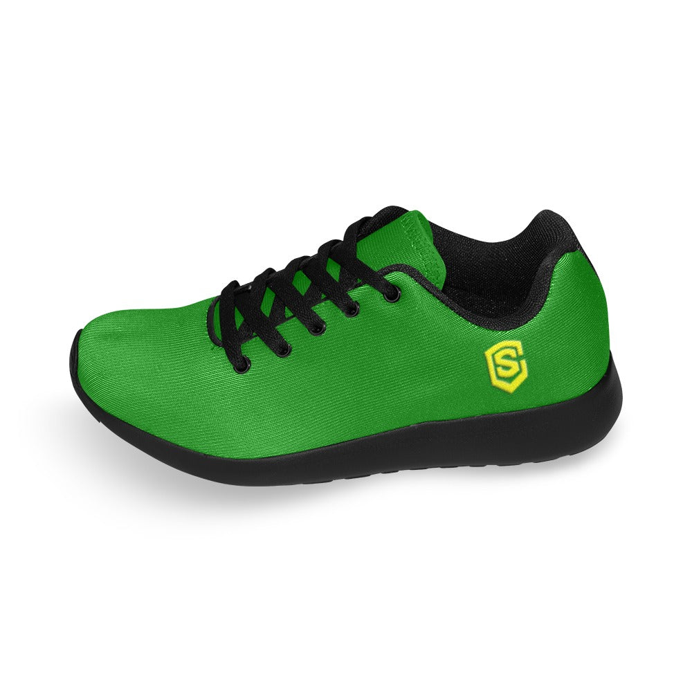 GREEN KID SNEAKER WITH YELLOW LOGO Kid's Sneakers (Little Kid / Big Kid) (Model020)