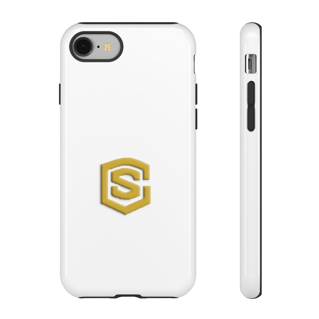 White Tough Cases Gold Logo