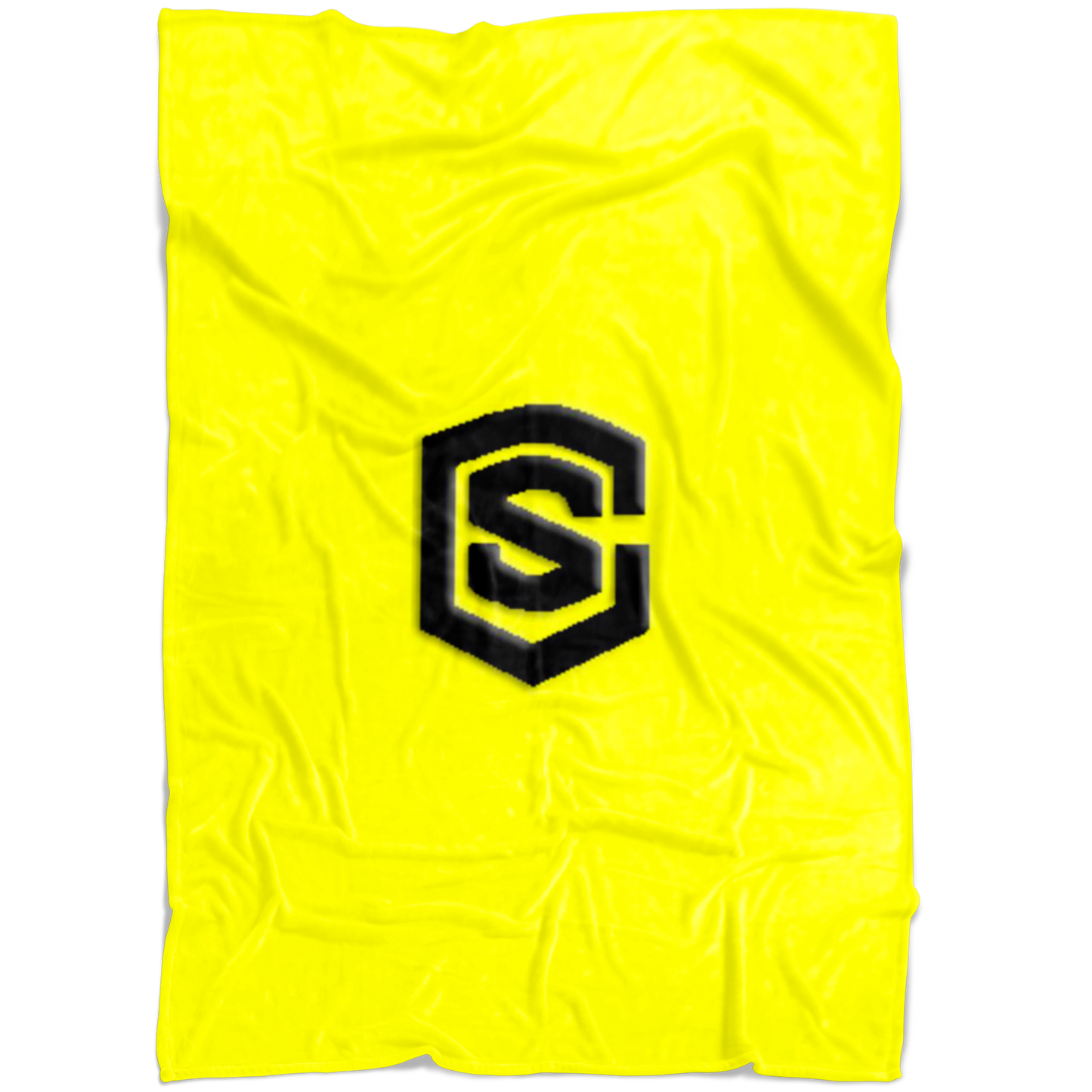 Yellow Fleece Blanket Black Logo