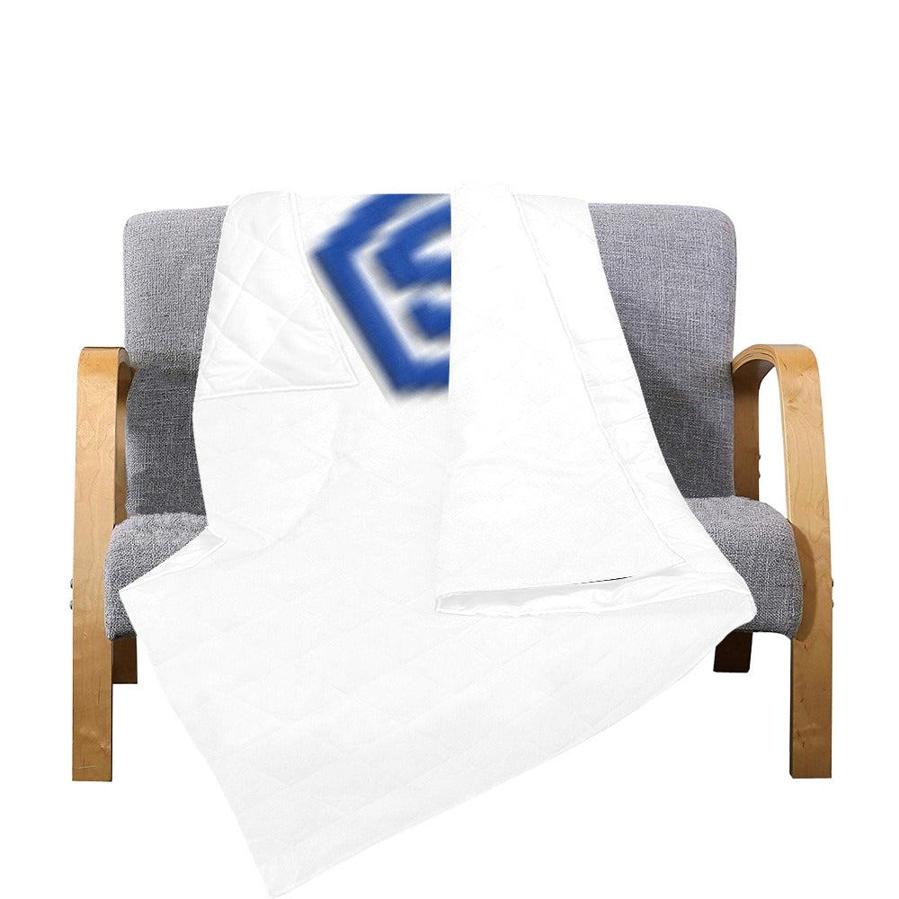 White Quilt with Blue Logo Custom Quilt 70" x 80"
