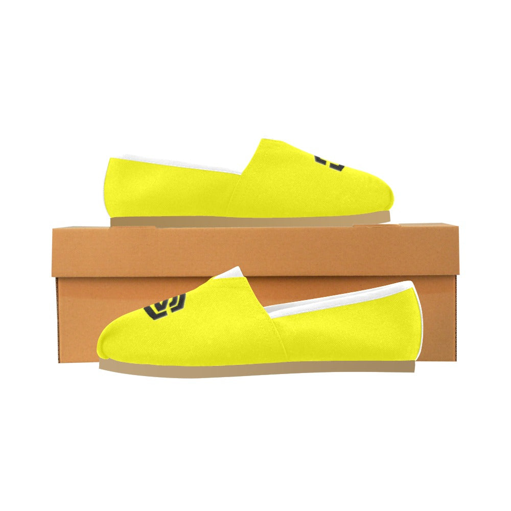 YELLOW Casual Canvas Women's WITH BLACK LOGO Casual Canvas Women's Shoes (Model 004) (Designs are mirrored)