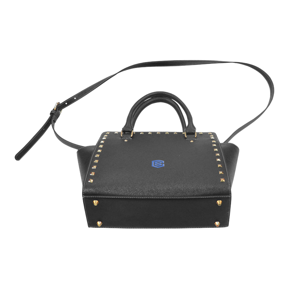 BLACK RIVET SHOULDER HANDBAG blue logo Rivet Shoulder Handbag (Model 1645)