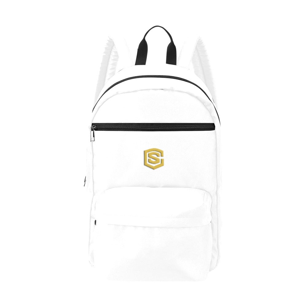 White Travel Backpack With Gold Logo Travel Backpack(Large Capacity)(Model 1691)