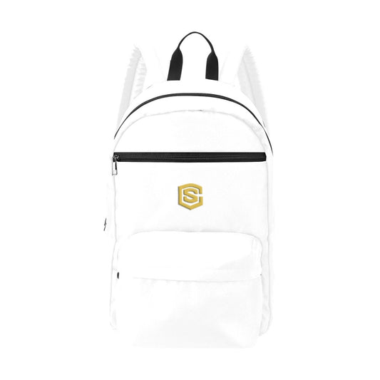 White Travel Backpack With Gold Logo Travel Backpack(Large Capacity)(Model 1691)