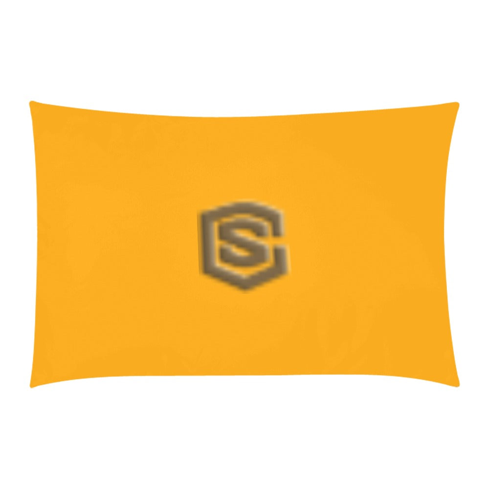 Orange 3-Piece Bedding Set (1 Duvet Cover 86"x70"; 2 Pillowcases 20"x30")(One Side) wtih Brown Logo 3-Piece Bedding Set (1 Duvet Cover 86"x70"; 2 Pillowcases 20"x30")(One Side)