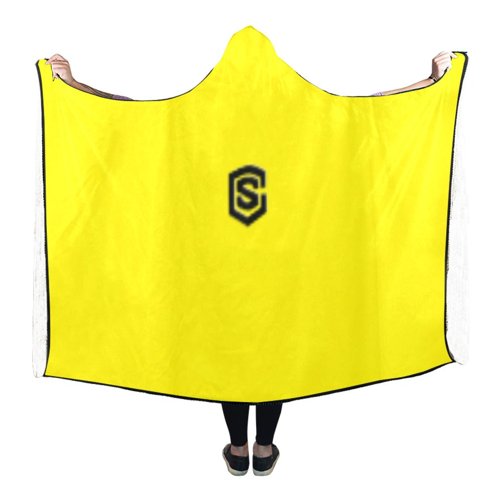 YELLOW  Hooded Blanket WHITH BLACK LOGO Hooded Blanket 80"x56"