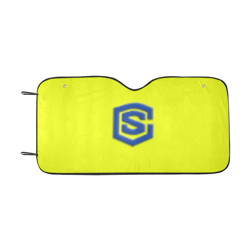 YELLOW AUTO SUN SHADE WITH BLUE LOGO Auto Sun Shade 55" x 29.53"