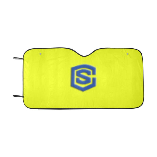 YELLOW AUTO SUN SHADE WITH BLUE LOGO Auto Sun Shade 55" x 29.53"