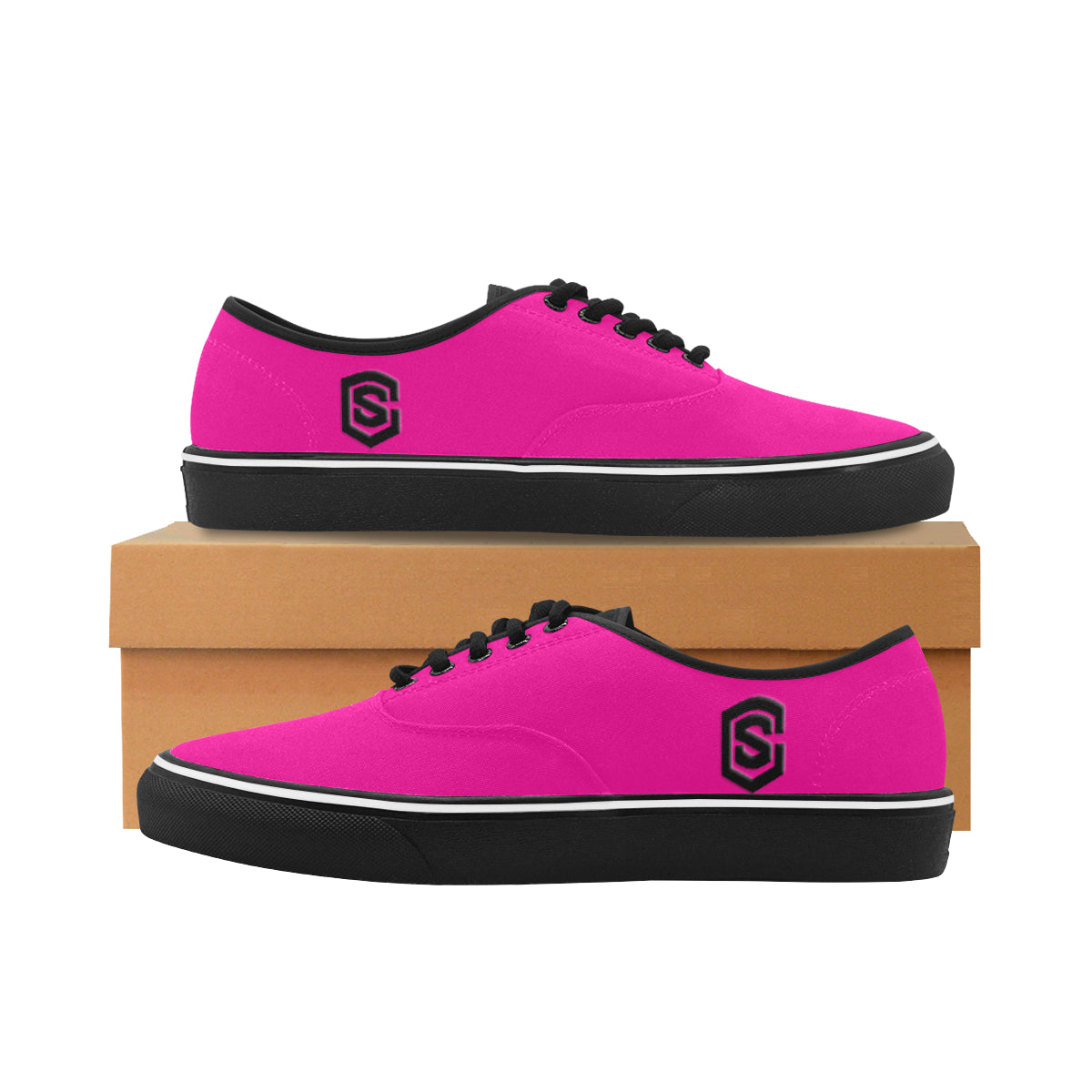 black logo Classic Men's Canvas Low Top Shoes/Large (Model E001-4)