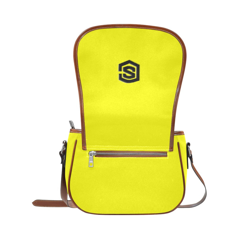 YELLOW Saddle Bag WITH BLACK LOGO Saddle Bag (Model 1649) (Small)