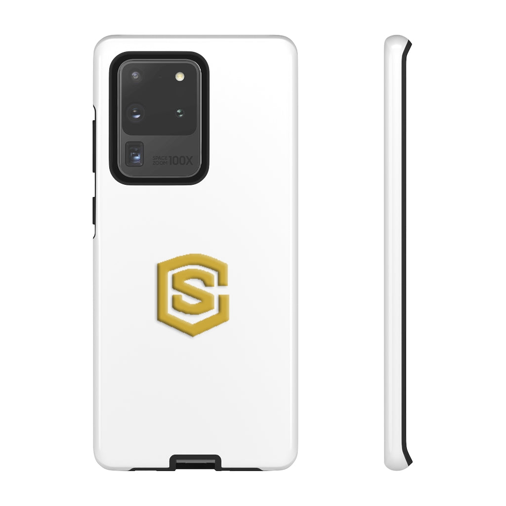 White Tough Cases Gold Logo