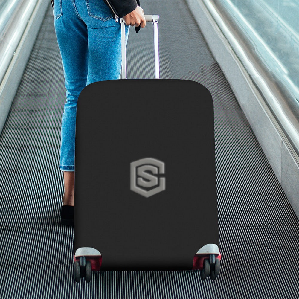 BLACK LUGGAGE COVER WITH GRAY LOGO Luggage Cover (Large Size) (26"-28")