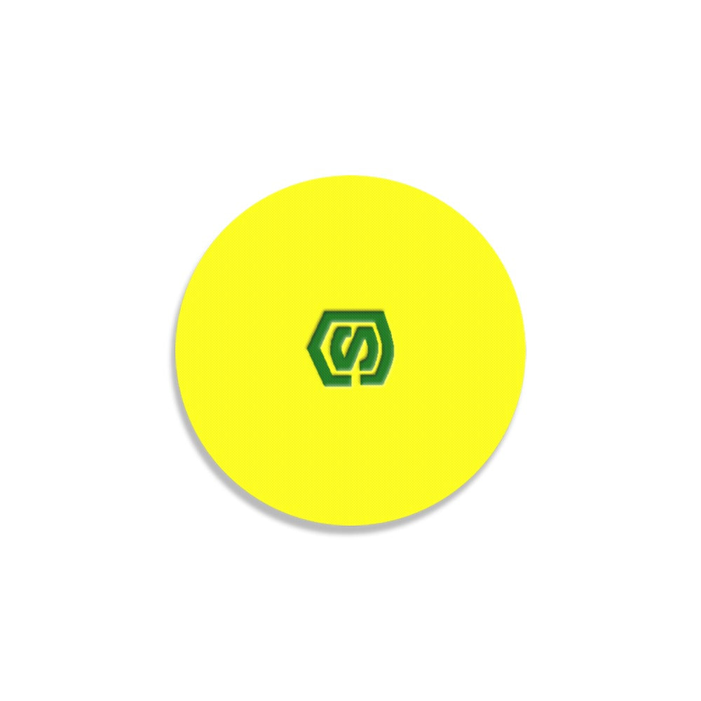 Yellow Round Coaster with Green Logo Round Coaster