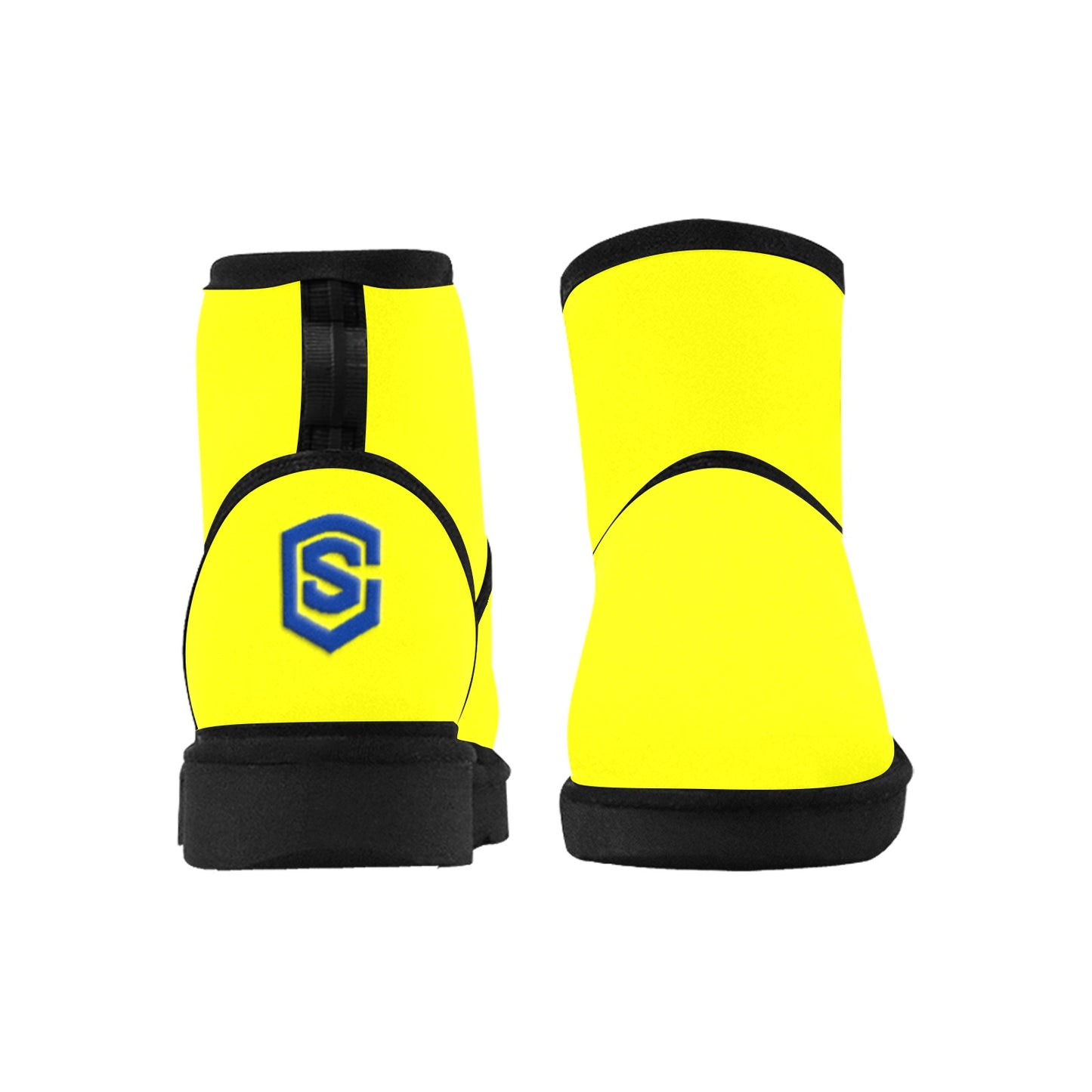 YELLOW Low Top Men's Snow Boots WITH BLUE LOGO Low Top Men's Snow Boots (Model 049)