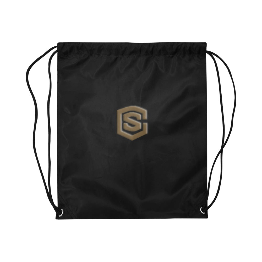 Black Drawstring Bags Large With Brown Logo Drawstring Bags (Model 1604) (Large)