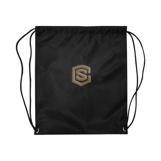 Black Drawstring Bags Large With Brown Logo Drawstring Bags (Model 1604) (Large)