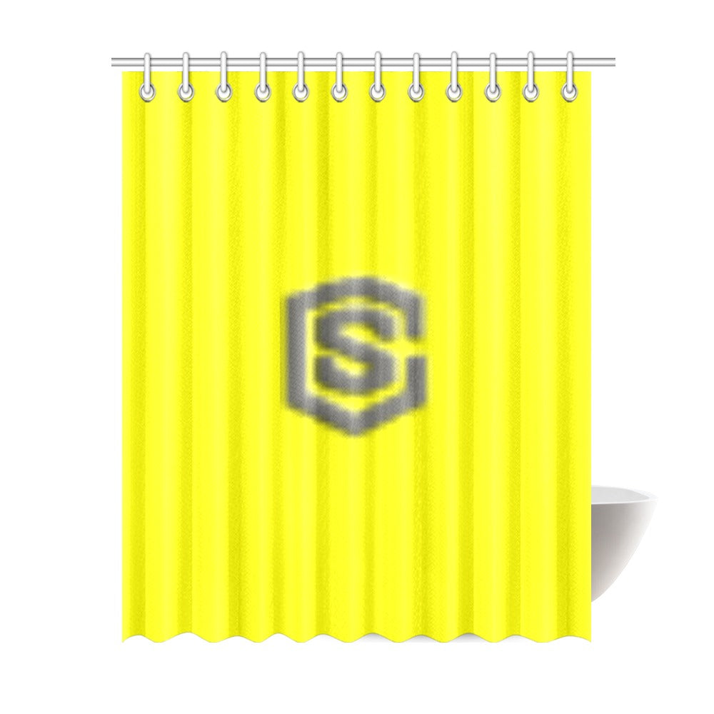 Yellow Shower Curtain 69"x84" with Gray Logo Shower Curtain 69"x84"