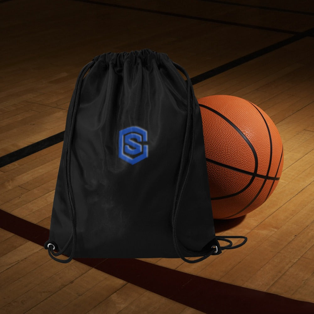 Black Drawstring Bags Large With Blue Logo Drawstring Bags (Model 1604) (Large)