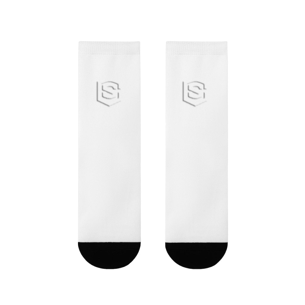 White Sublimation Crew Socks (EU) white Logo