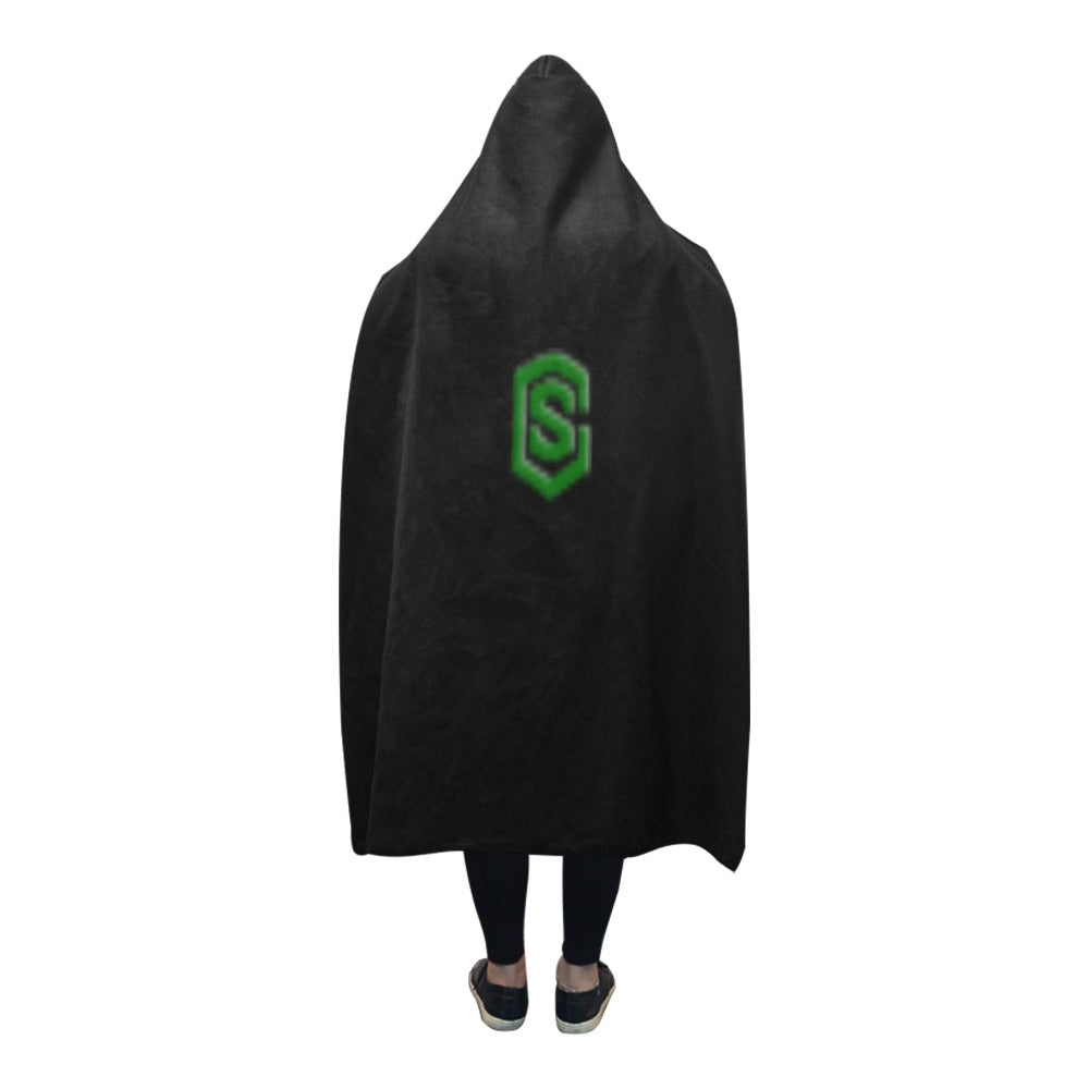 Black Hooded Blanket 80"x56" with Green Logo Hooded Blanket 80"x56"
