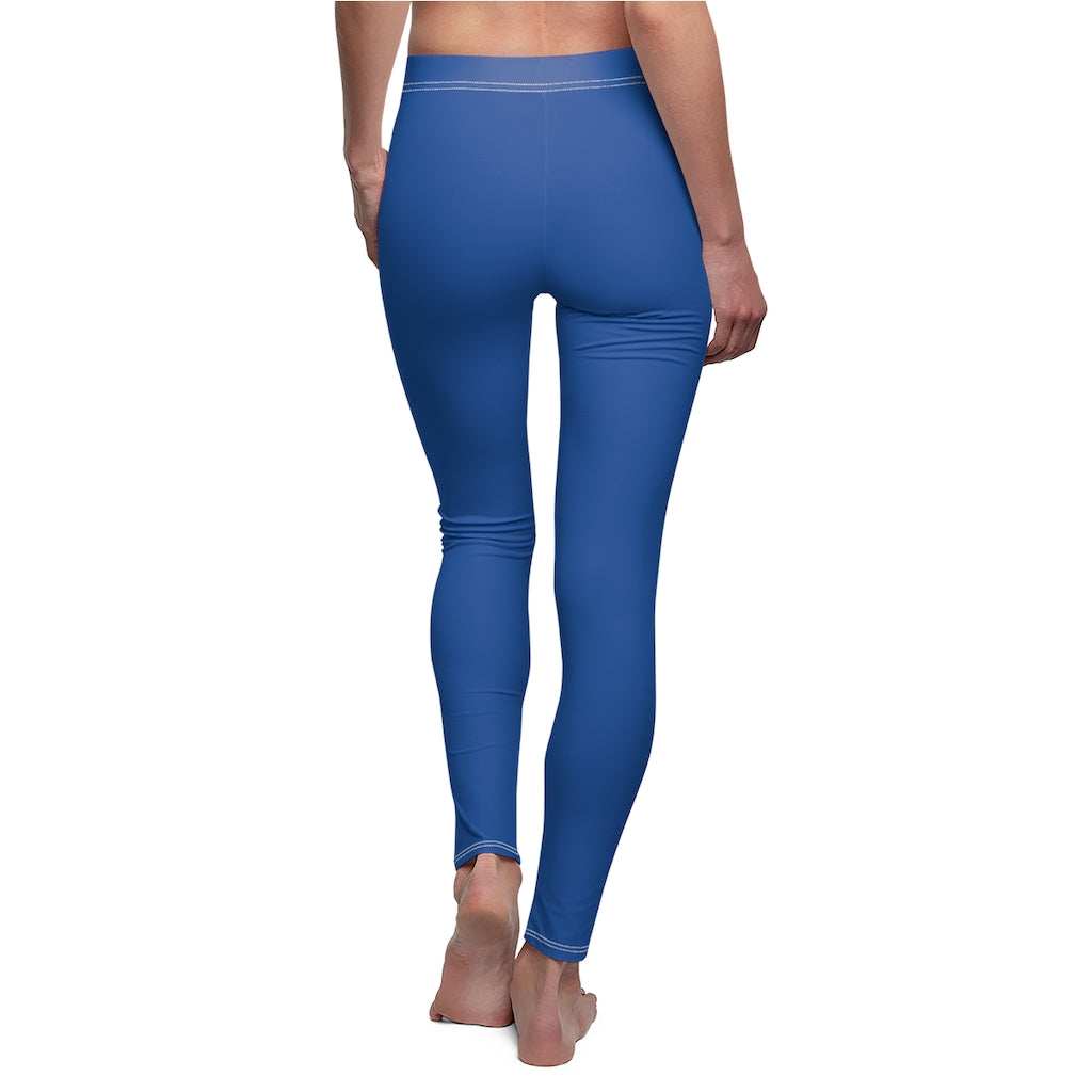 Blue Women's Cut & Sew Casual Leggings Gold logo
