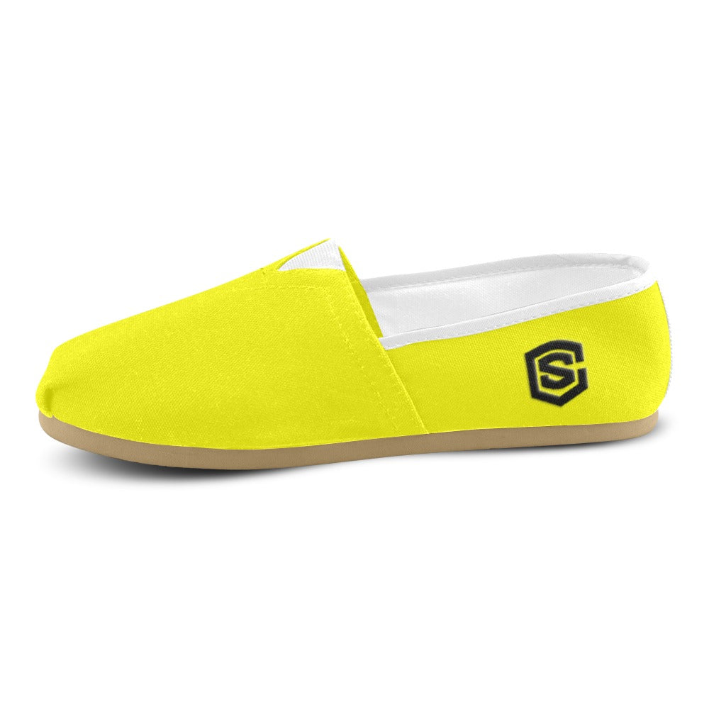 YELLOW casual shoes for women WITH BLACK LOGO Casual Canvas Women's Shoes (Model 004) (Designs are mirrored)