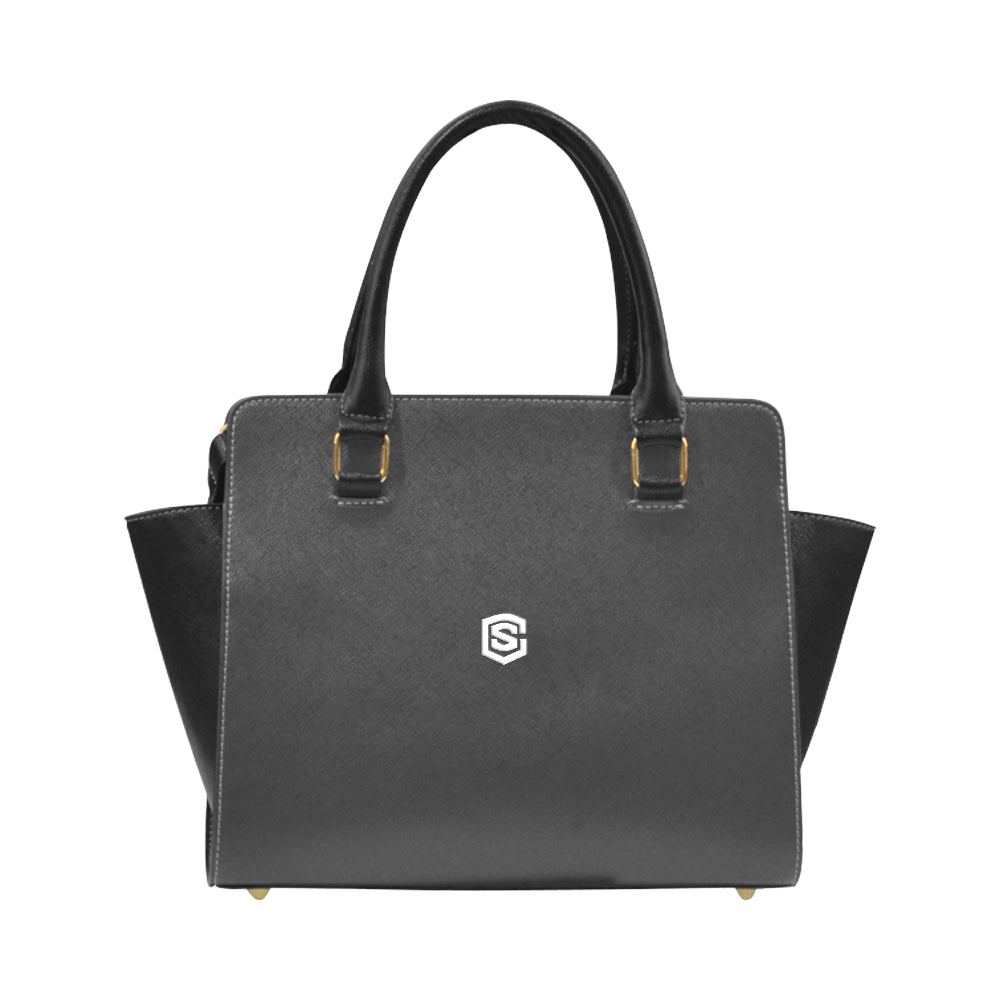 BLACK CLASSIC SHOULDER HANDBAG white logo Classic Shoulder Handbag (Model 1653)