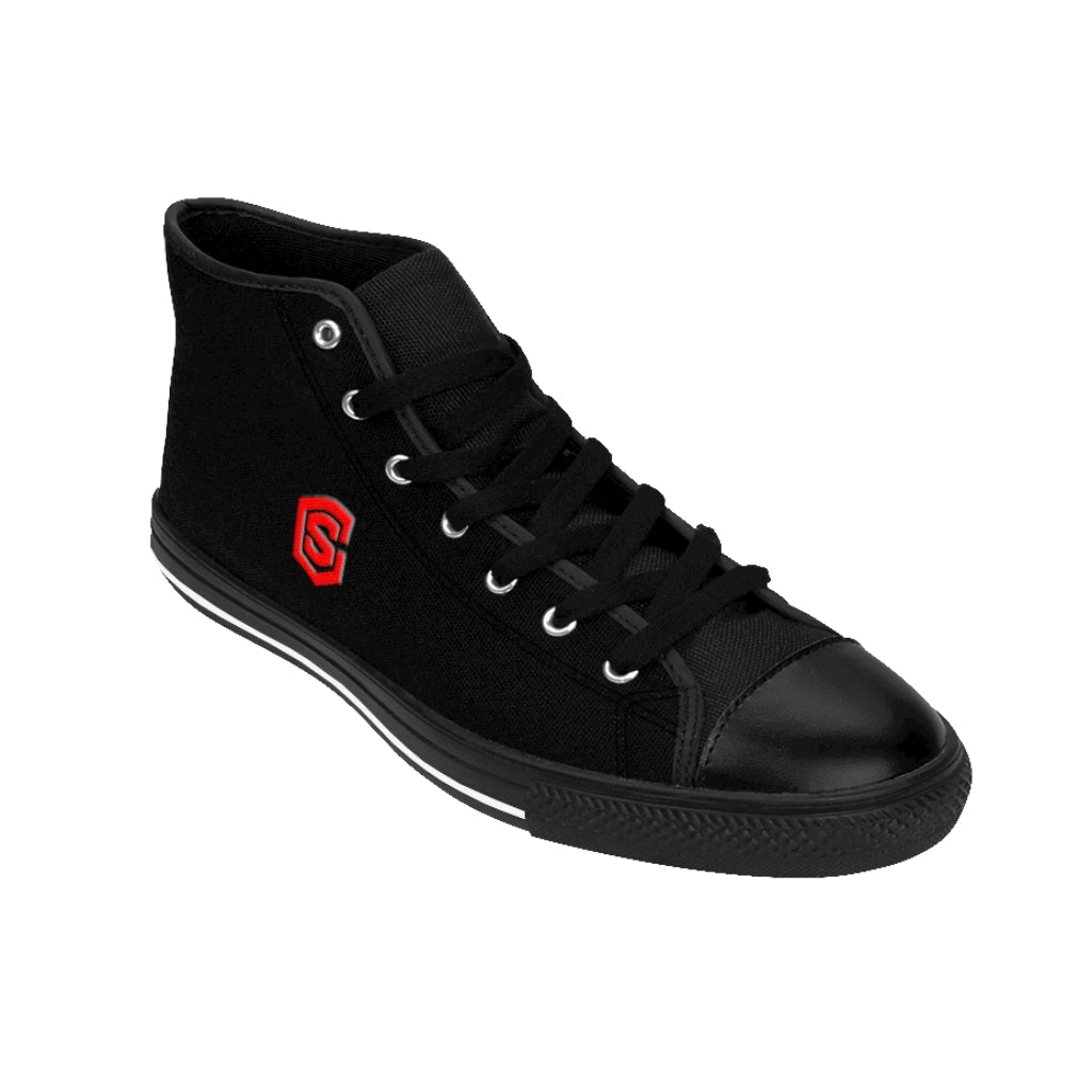 black of Men's High-top Sneakers - red logo