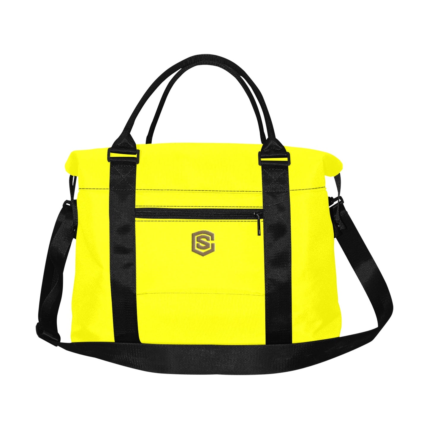 Yellow Large Capacity Duffle Bag With Brown Logo Large Capacity Duffle Bag(Model1715)