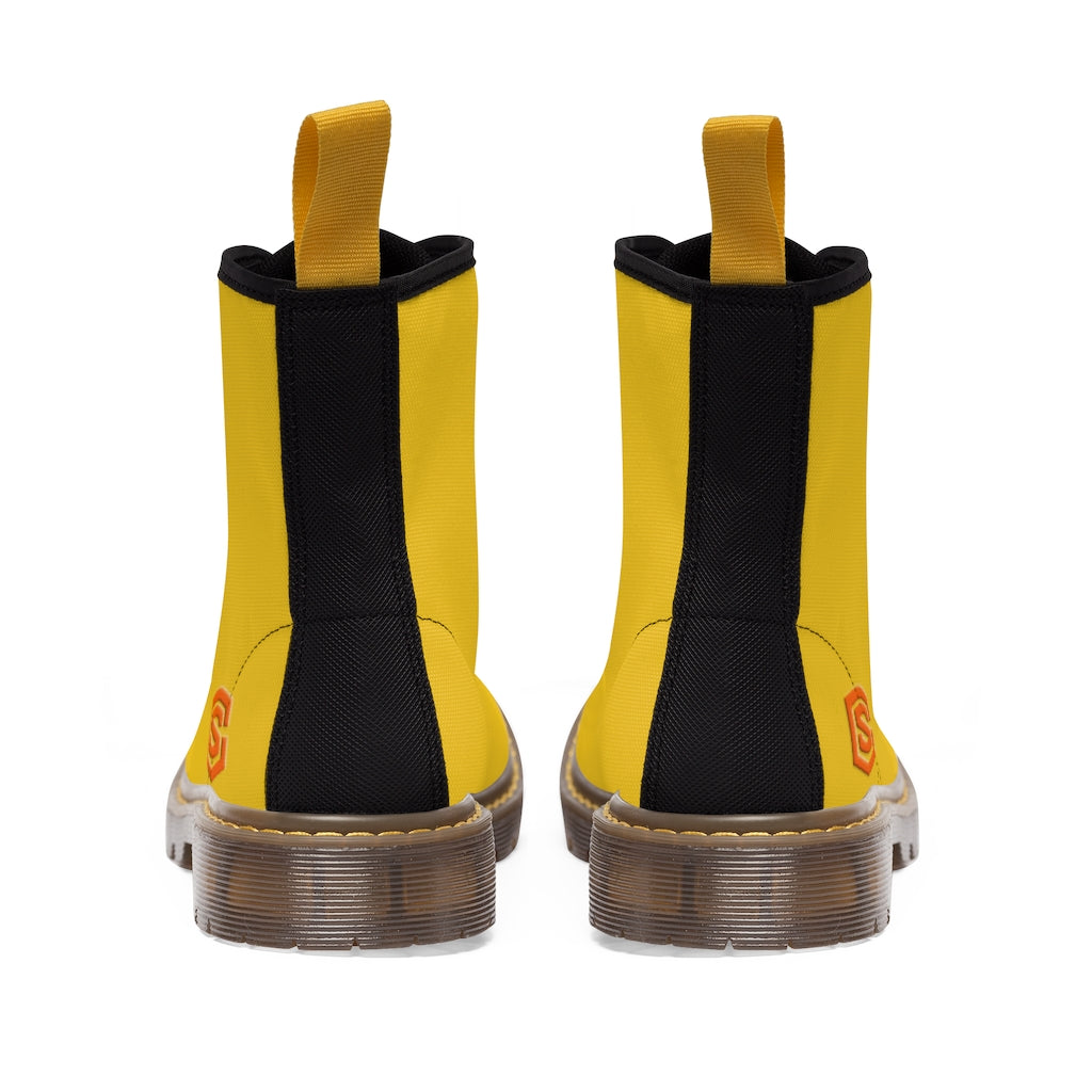 Yellow Men's Canvas Boots Orange Logo