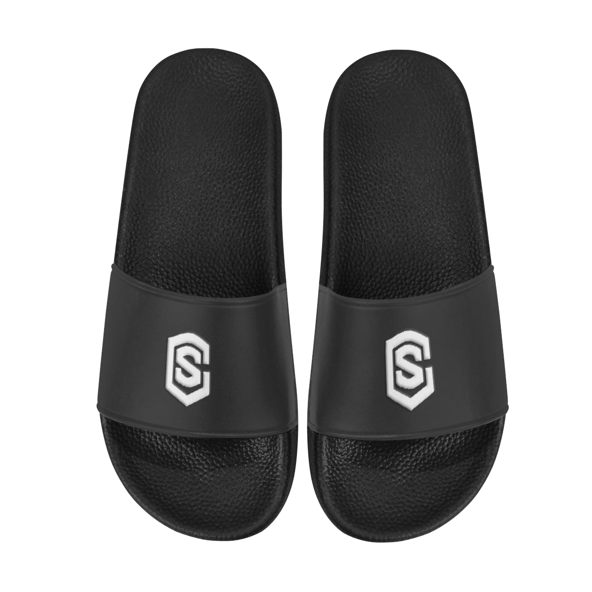 white logo Men's Slide Sandals (Model 057)
