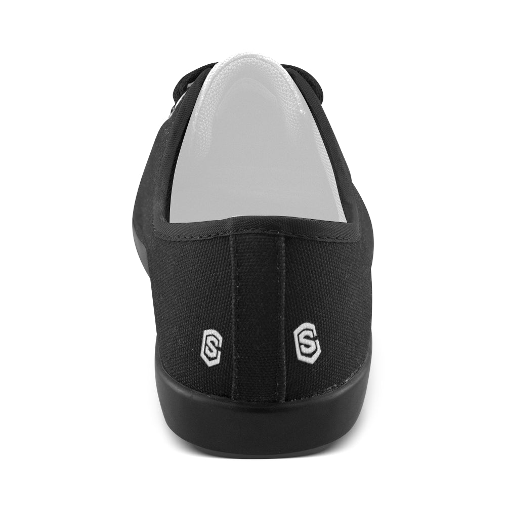BLACK CANVAS KID SHOES white logo Canvas Kid's Shoes (Model 016)