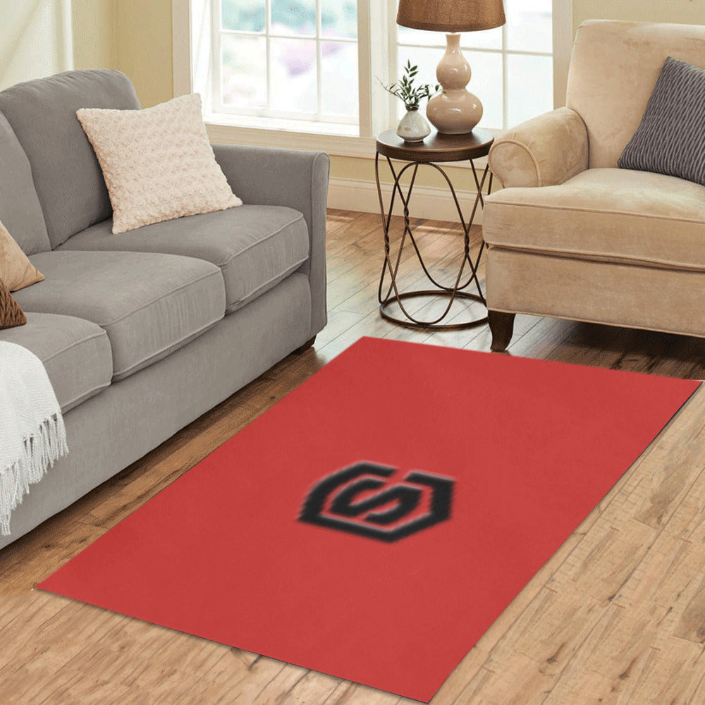 Red Area Rug Black Logo Area Rug 5' x 3.2'
