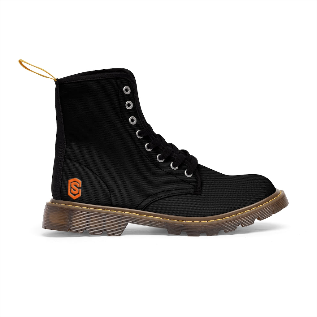 Black Men's Canvas Boots Orange Logo