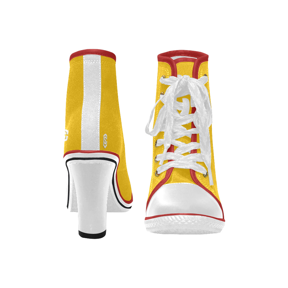 white logo Women's Lace Up Chunky Heel Ankle Booties (Model 054)