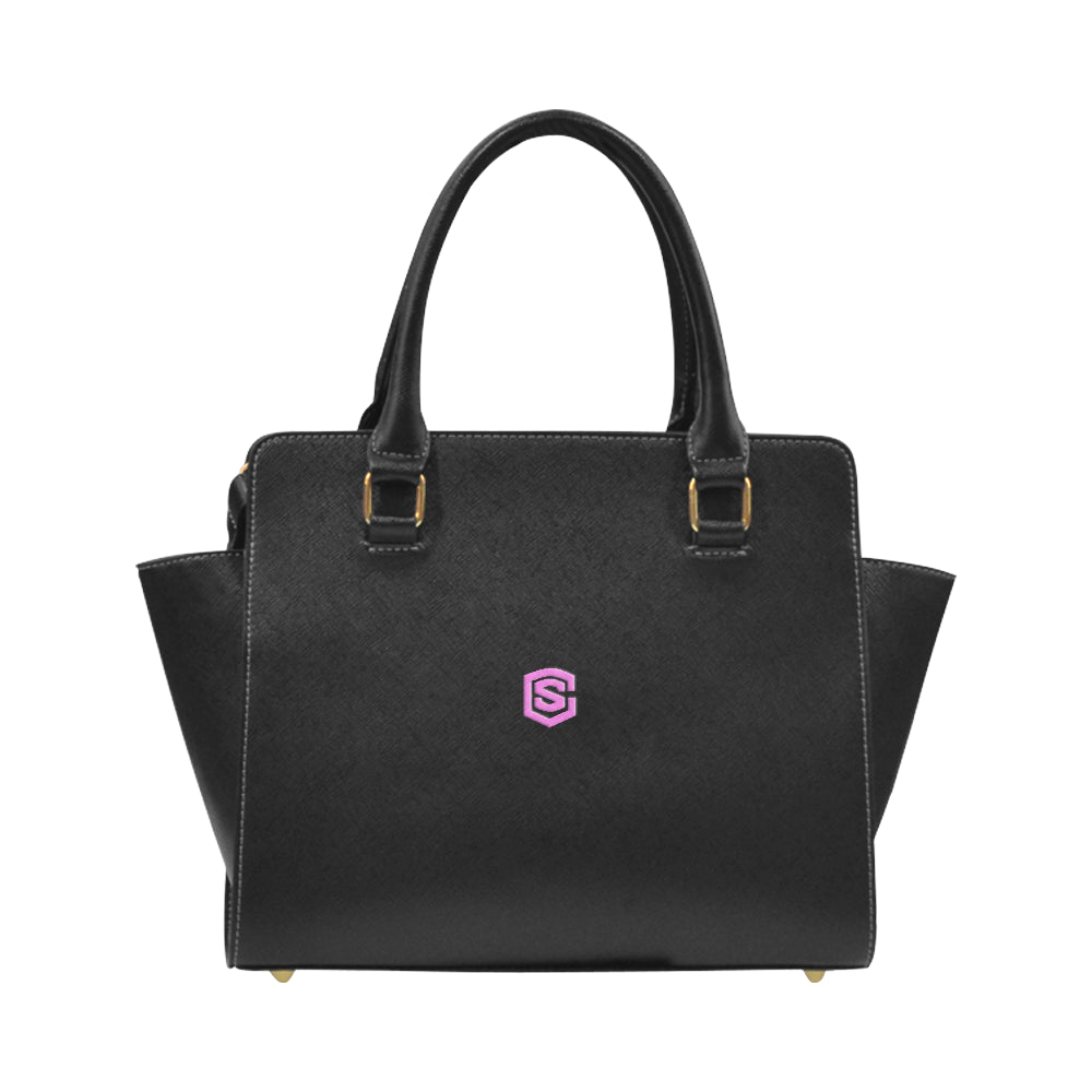 BLACK CLASSIC SHOULDER HANDBAG pink logo Classic Shoulder Handbag (Model 1653)