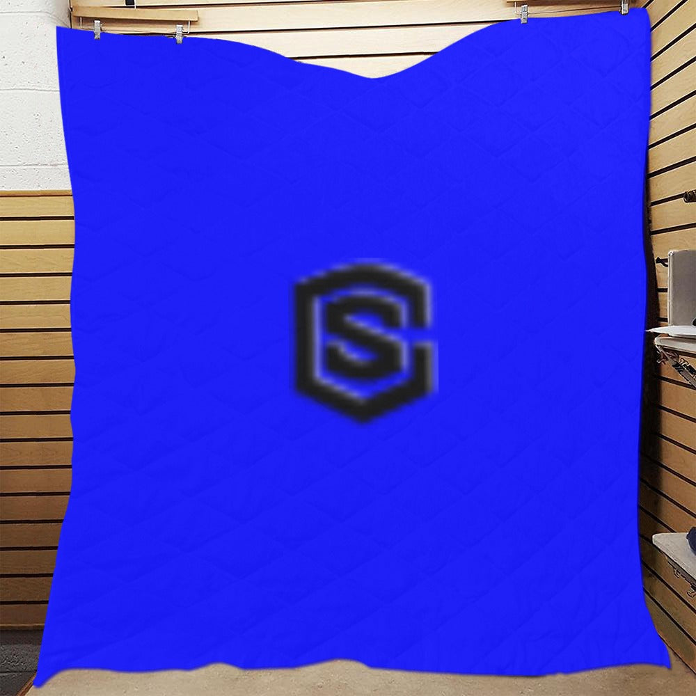 Blue Quilt with Black Logo Custom Quilt 70" x 80"