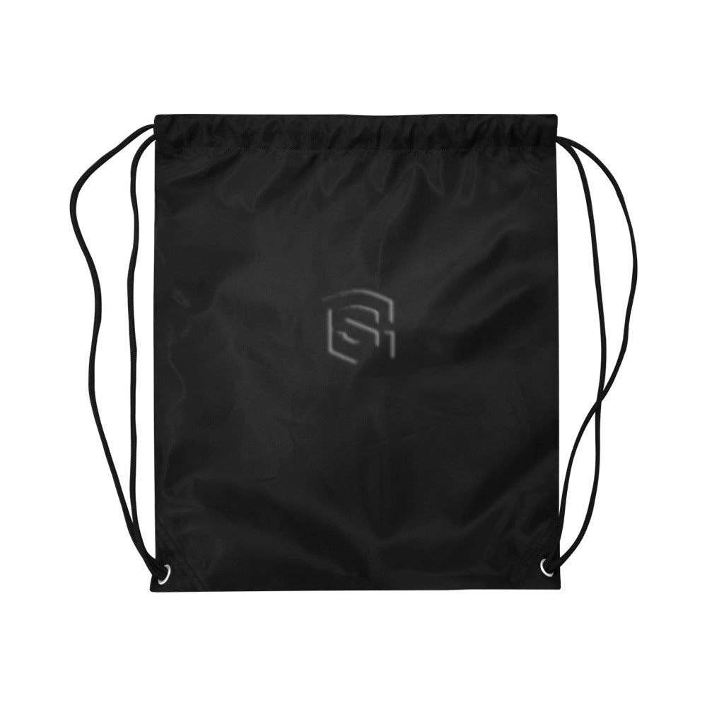 Black Drawstring Bags Large With Black Logo Drawstring Bags (Model 1604) (Large)