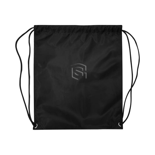 Black Drawstring Bags Large With Black Logo Drawstring Bags (Model 1604) (Large)
