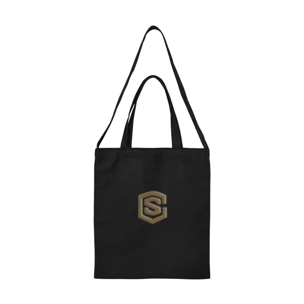 Black All Over Print Canvas Tote Bag With Brown Logo All Over Print Canvas Tote Bag(Model1698)(Medium)