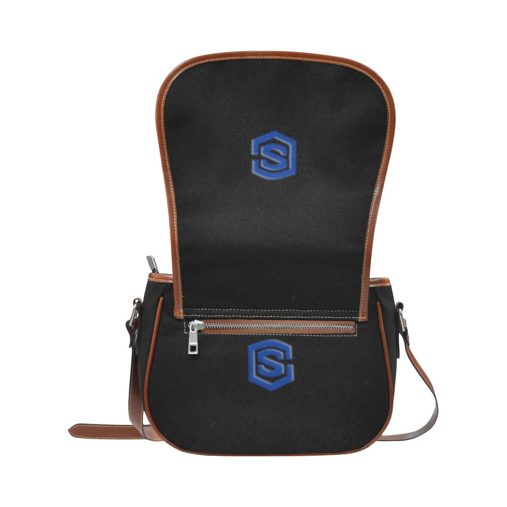 BLACK Saddle Bag WITH BLUE LOGO Saddle Bag (Model 1649) (Small)