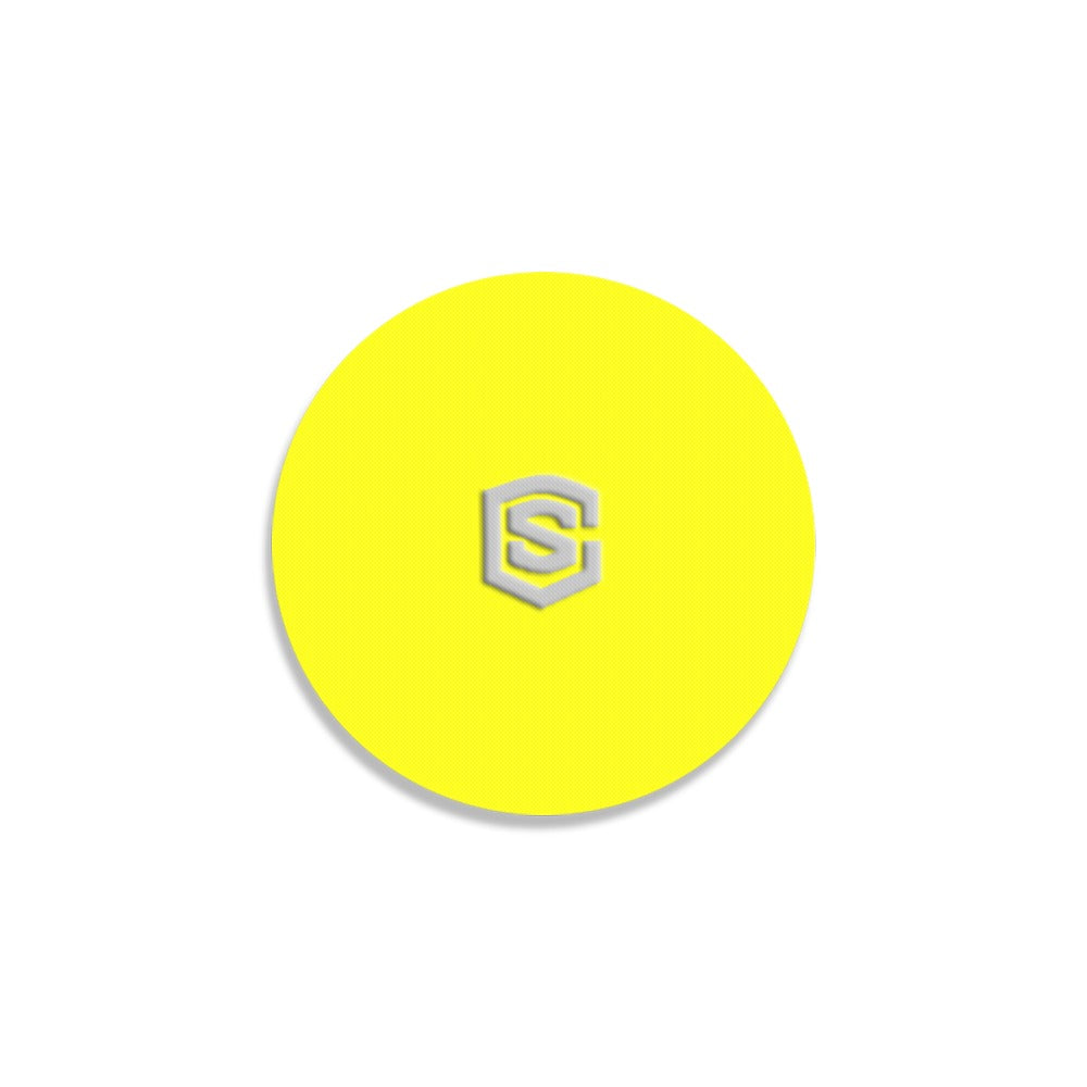 Yellow Round Coaster with Silver Logo Round Coaster