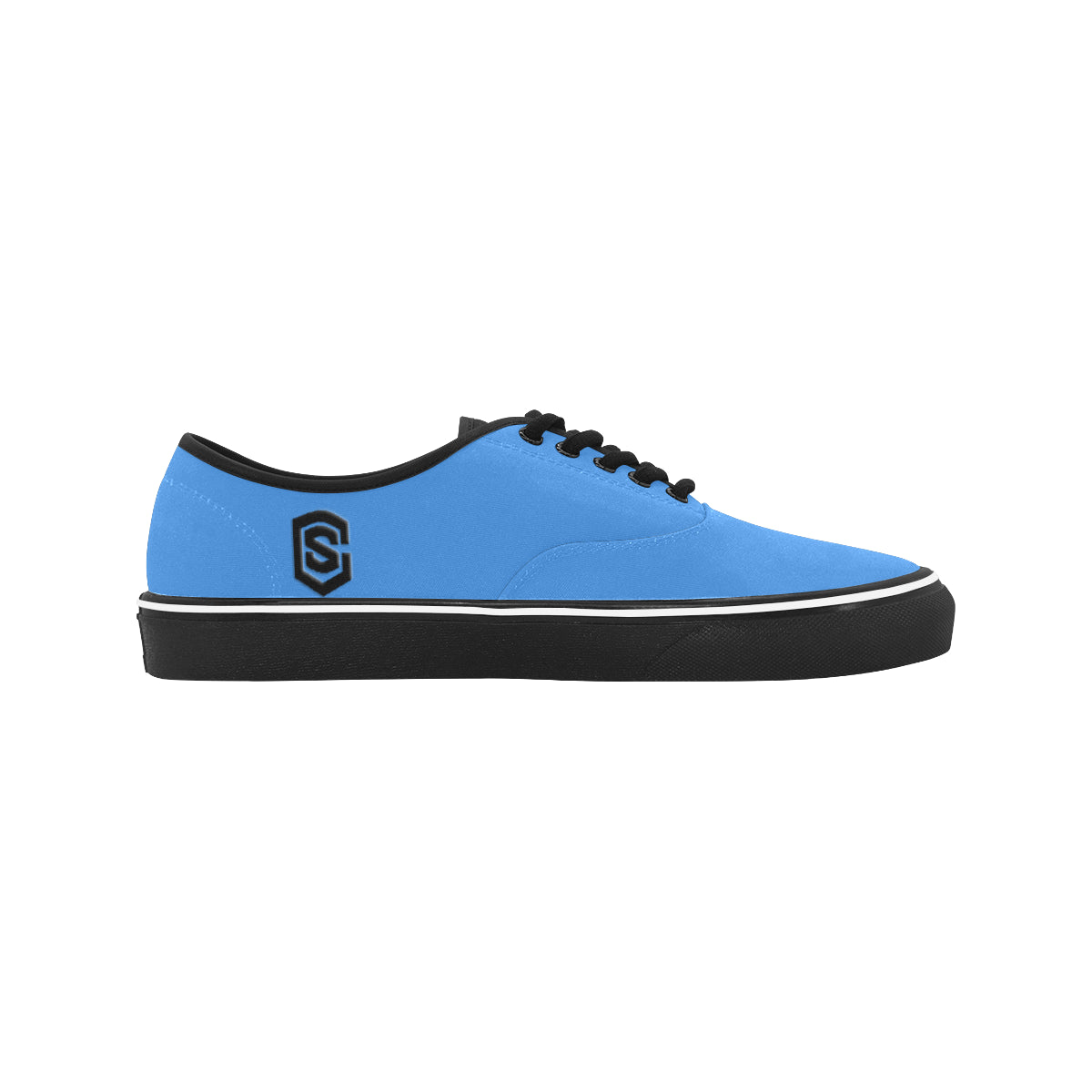 black logo Classic Men's Canvas Low Top Shoes/Large (Model E001-4)