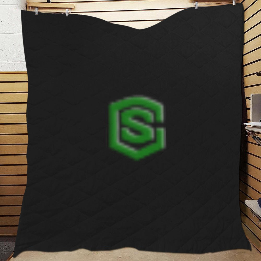 Black Quilt with Green Logo Custom Quilt  70" x 80"