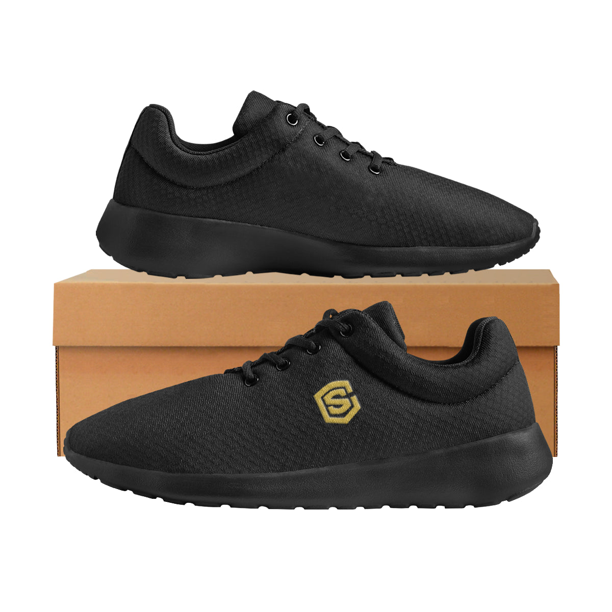 Gold logo Men's Athletic Shoes (Model 0200)